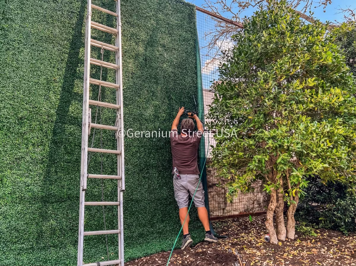 Austin Residential Privacy Wall on an Existing 16-Foot Screen after install 4